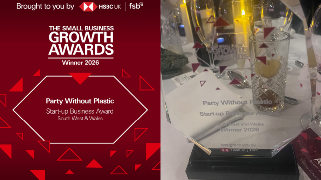 Party Without Plastic&reg; Takes the Start-Up Business Award for South West and Wales